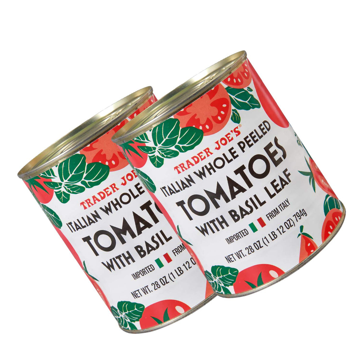 Italian Whole Peeled Tomatoes with Basil Leaf /28 Oz