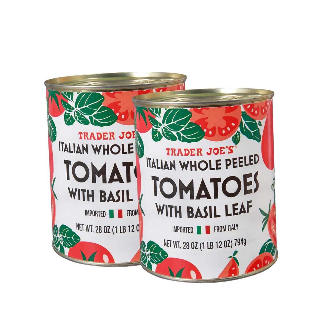 Italian Whole Peeled Tomatoes with Basil Leaf /28 Oz