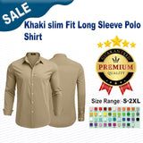 Khaki slim Fit Long Sleeve Polo Shirt