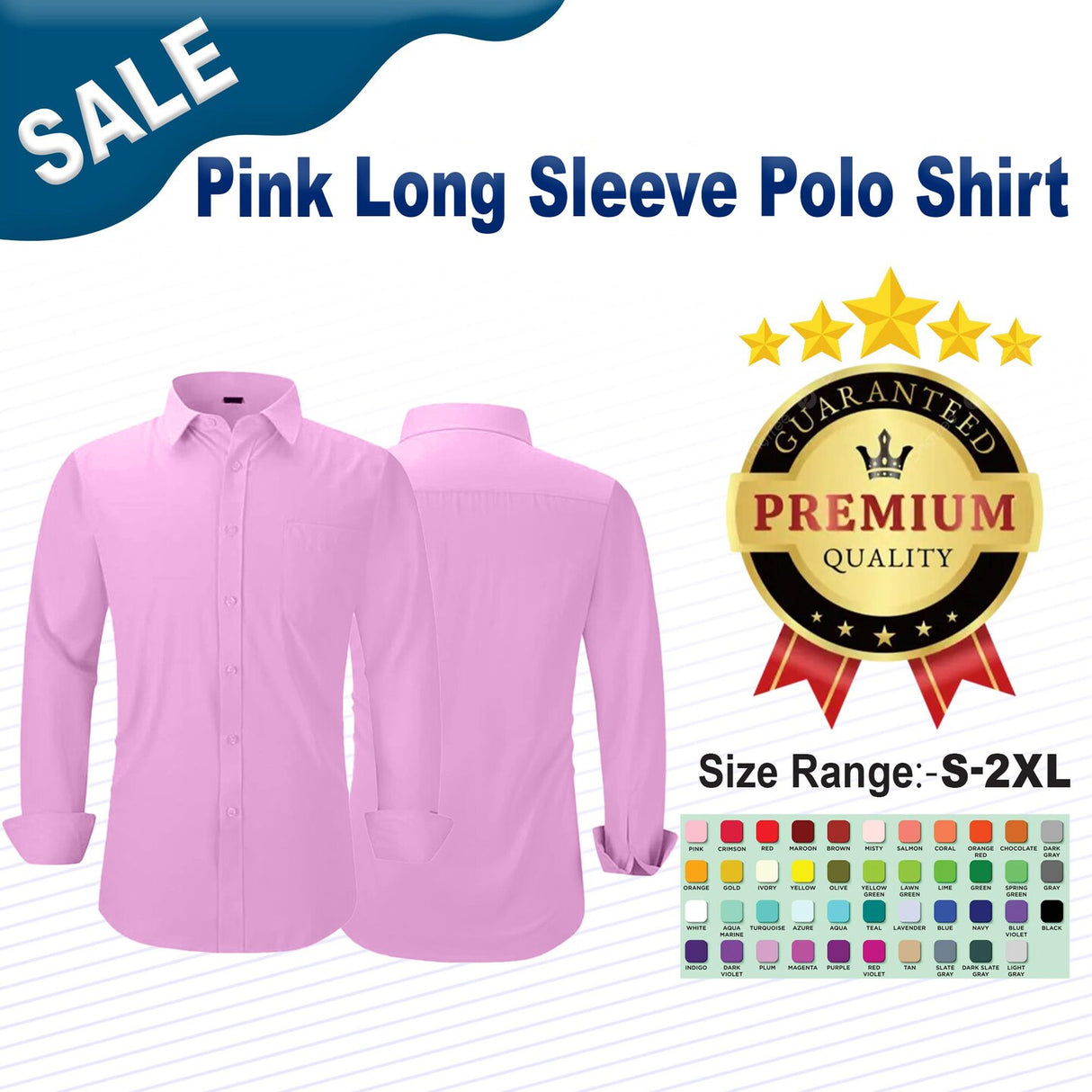 Pink Long Sleeve Polo Shirt