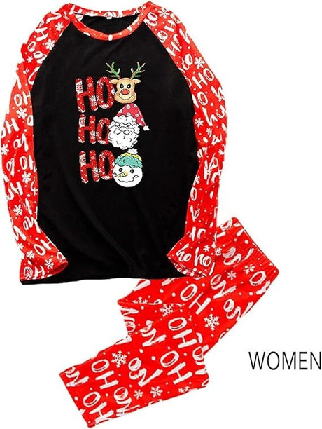 Christmas Loungewear Long Sleeve Pajama Set Letter Print Outfits