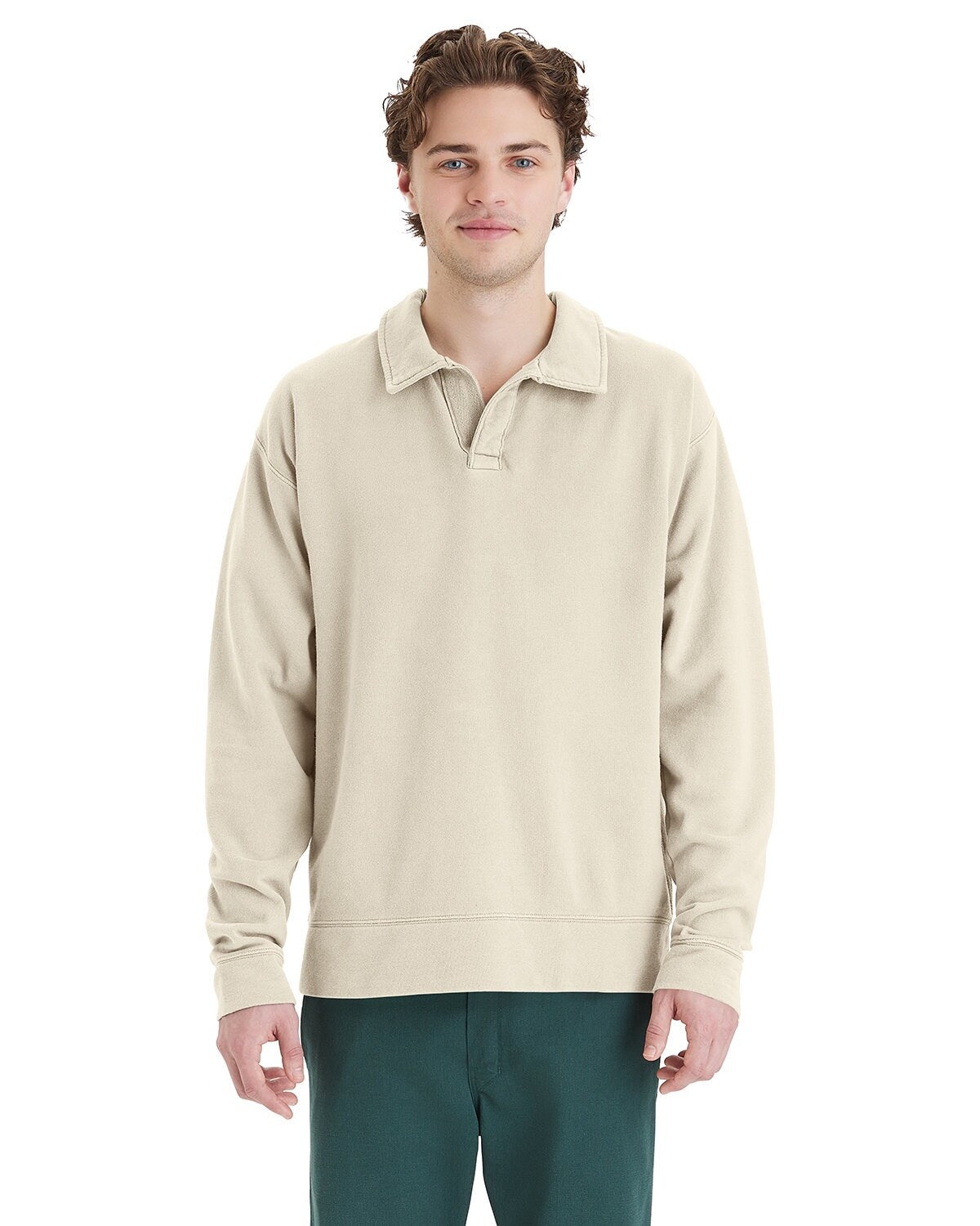 ComfortWash by Hanes® Garment Dye Polo Collar Sweatshirt