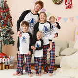 Christmas Outfits Pajamas Sets Plaid Splicing Printed