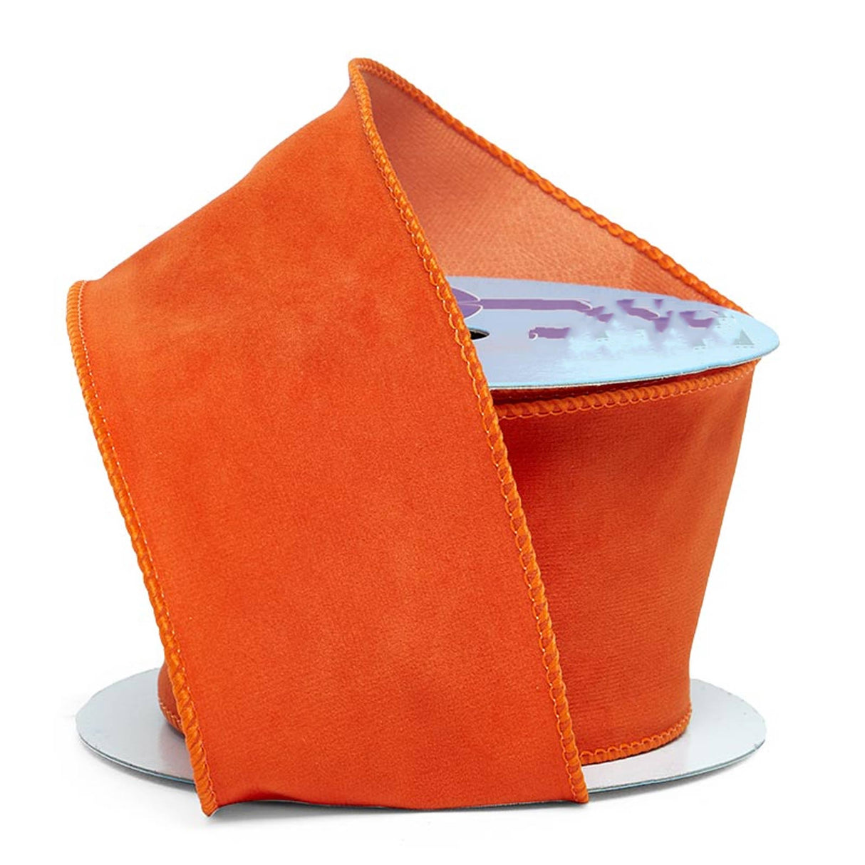 Premium Fine Velour Wired Ribbon 2 1/2 '' X 10 yd Orange Color 1 / ROLL