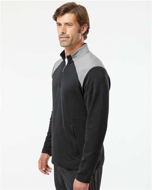 Textured Mixed Media Quarter-Zip Pullover