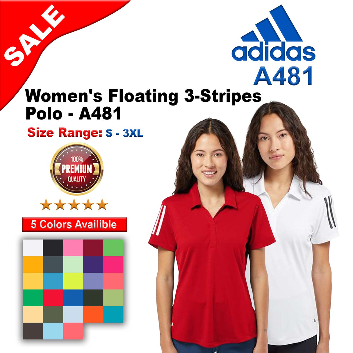 Adidas® Women's Floating 3-Stripes Polo