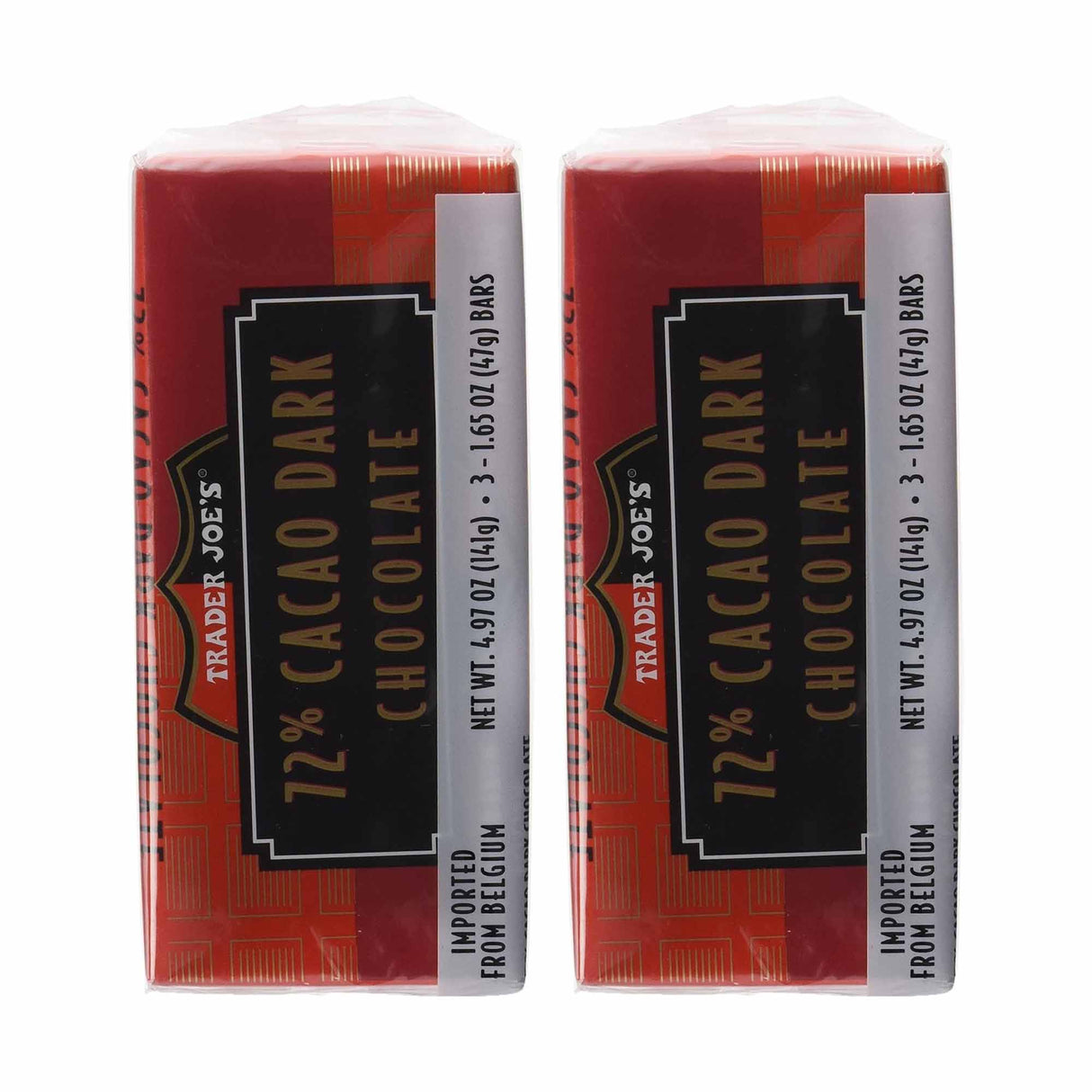 Trader Joe's 72% Cacao Belgian Dark Chocolate Bars | 1.65 oz