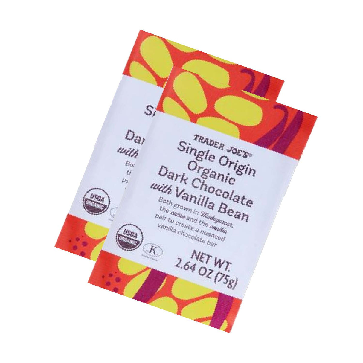 Single Origin Organic Dark Chocolate with Vanilla Bean 2.64 oz Rich & Smooth