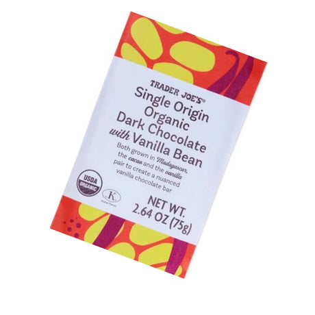 Single Origin Organic Dark Chocolate with Vanilla Bean 2.64 oz Rich & Smooth