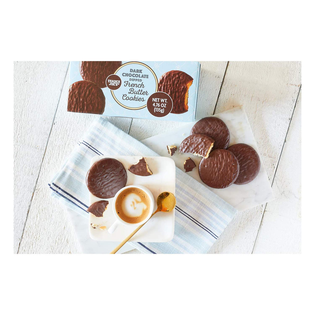 Dark Chocolate Dipped French Butter Cookies /4.76 Oz