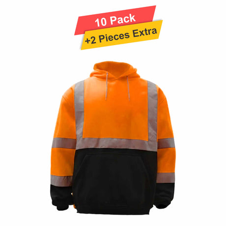 Fullzip Reflective Fleece Hoodie - 10 Pack - 7.62oz/yd2  - 100% Polyester