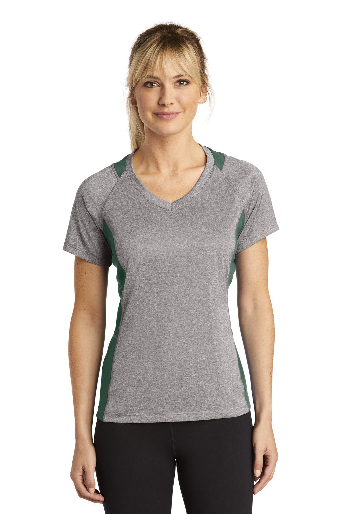 Sport-Tek® Women's Heather Colorblock Contender™ V-Neck Tee
