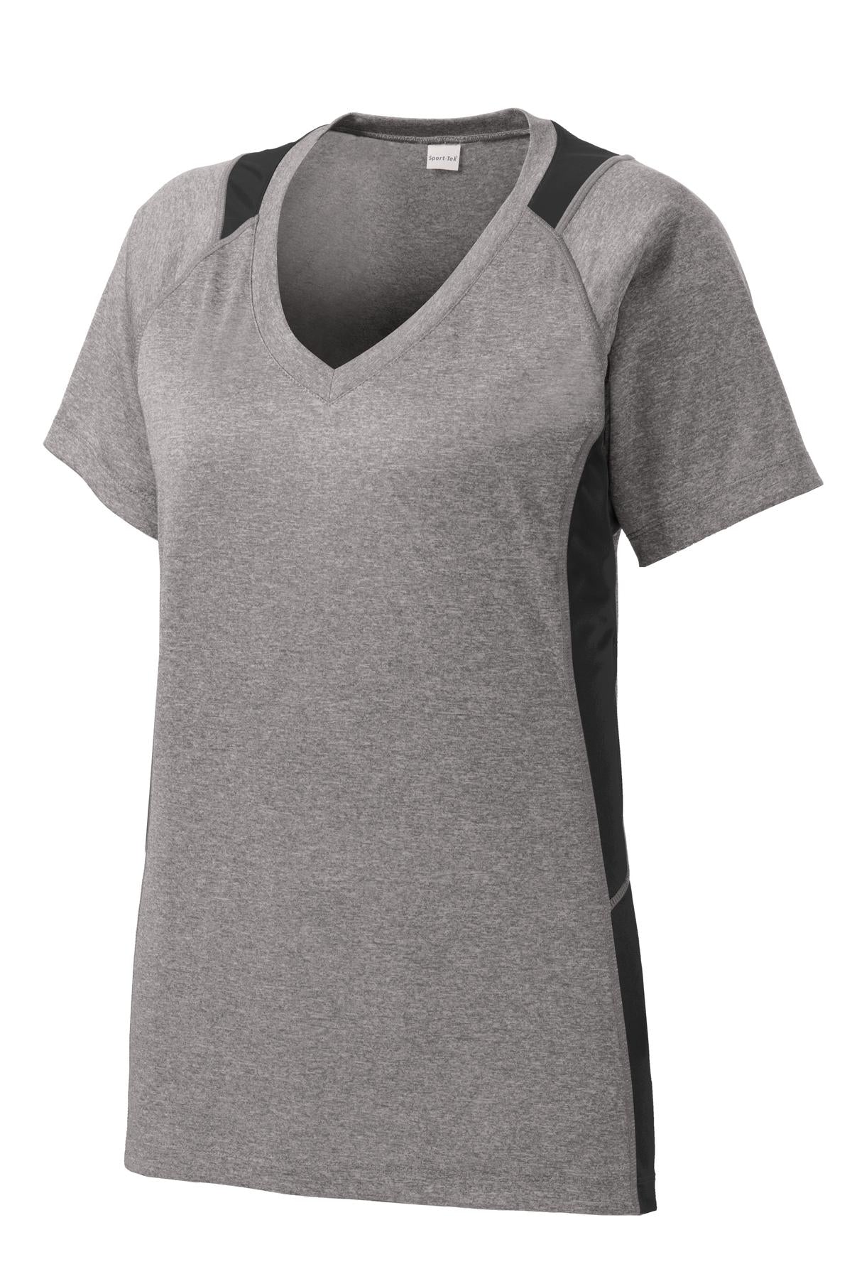 Sport-Tek® Women's Heather Colorblock Contender™ V-Neck Tee