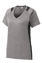 Sport-Tek® Women's Heather Colorblock Contender™ V-Neck Tee