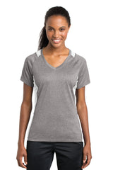Sport-Tek® Women's Heather Colorblock Contender™ V-Neck Tee