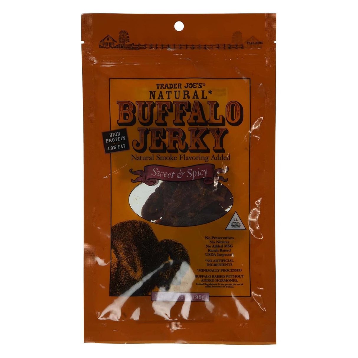 Pack of 1 Trader Joe's Buffalo Jerky - Sweet & Spicy High-Protein Snack, 3.5 oz