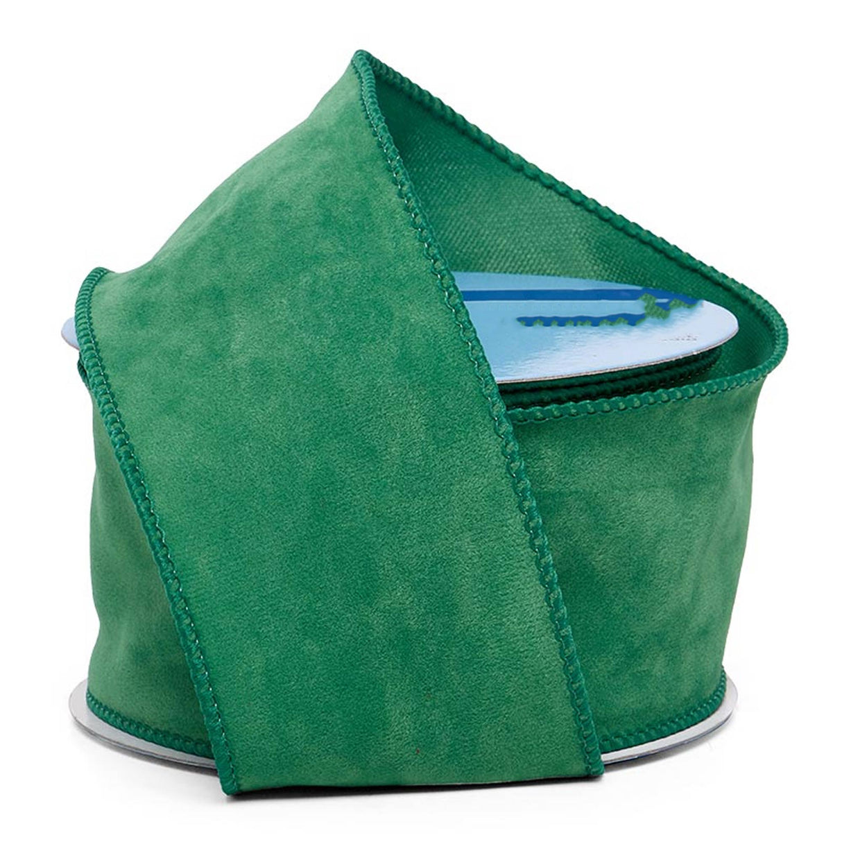 Premium Fine Velour Wired Ribbon 2 1/2 '' X 10 yd Apple Green Color 1 / ROLL