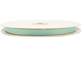 3/8"x50 yard Aqua Satin Gift Ribbon with Gold Edge