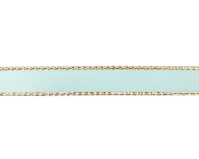 3/8"x50 yard Aqua Satin Gift Ribbon with Gold Edge