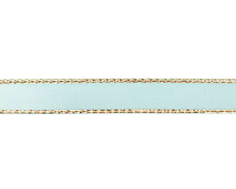 3/8"x50 yard Aqua Satin Gift Ribbon with Gold Edge