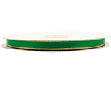 3/8"x50 yard Emerald Green Satin Gift Ribbon with Gold Edge
