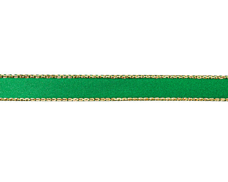 3/8"x50 yard Emerald Green Satin Gift Ribbon with Gold Edge