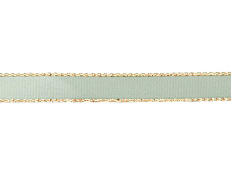 3/8"x50 yard Sage Green Satin Gift Ribbon with Gold Edge