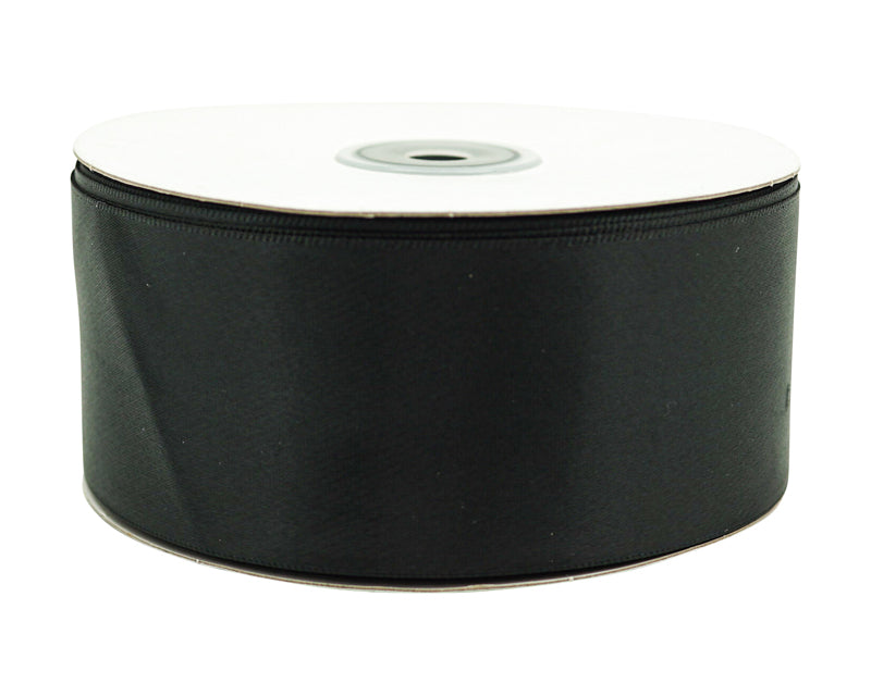 2" x 50 yards Black Single Face Satin Gift Ribbon