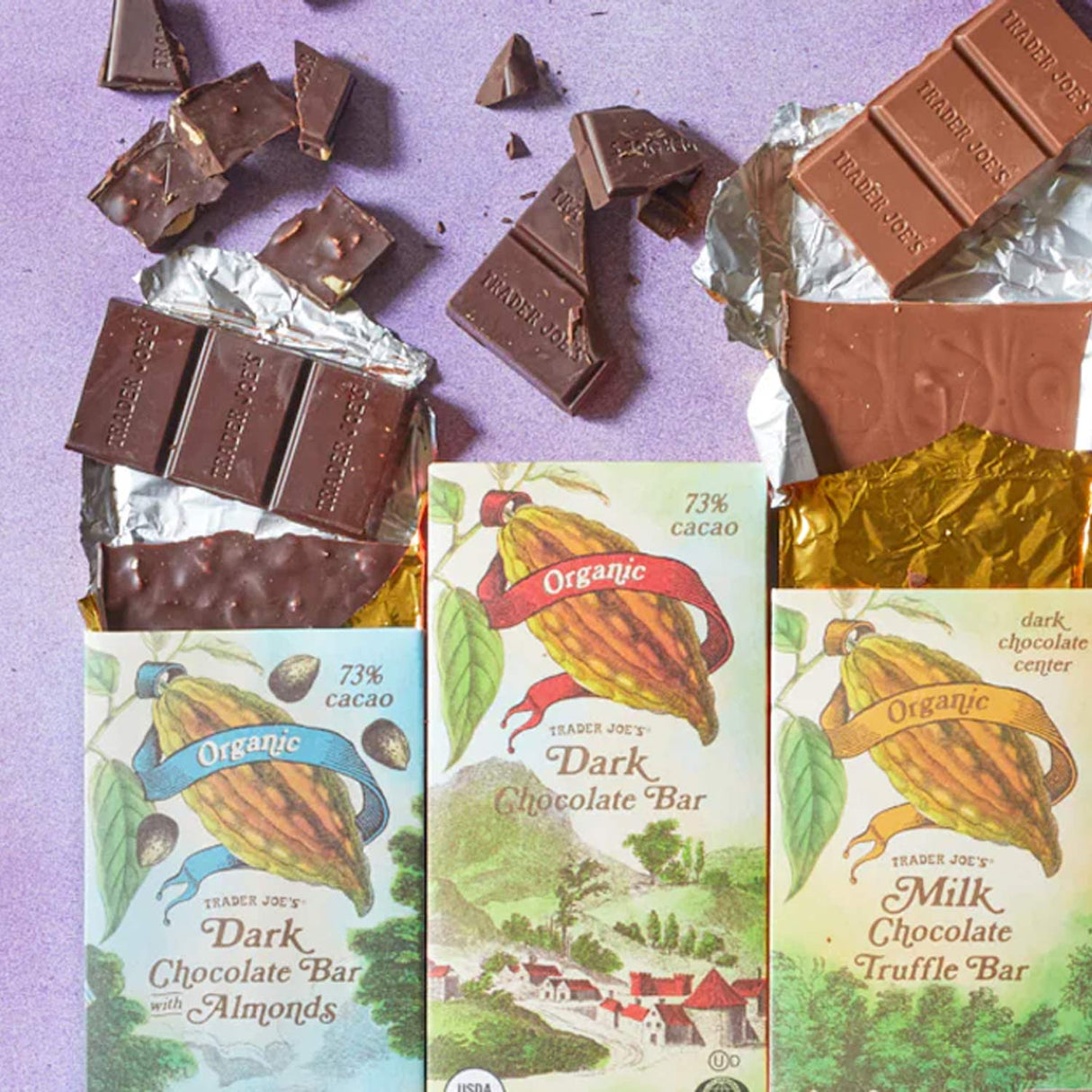 Trader Joe’s Organic Dark Chocolate Bar with Almonds 3.51 Oz