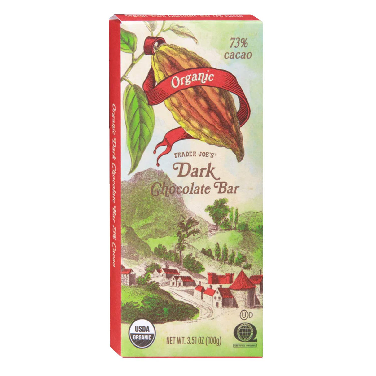 Trader Joe’s Organic Dark Chocolate Bar 73% Cacao 3.51 Oz