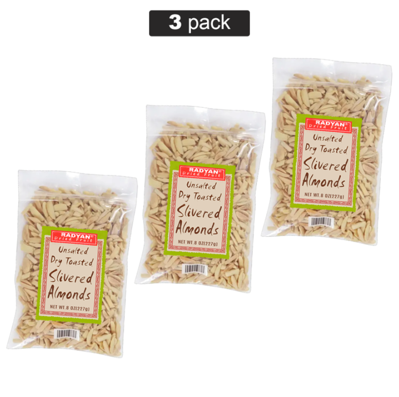 Radyan Unsalted Dry Toasted Slivered Almonds – 8 oz