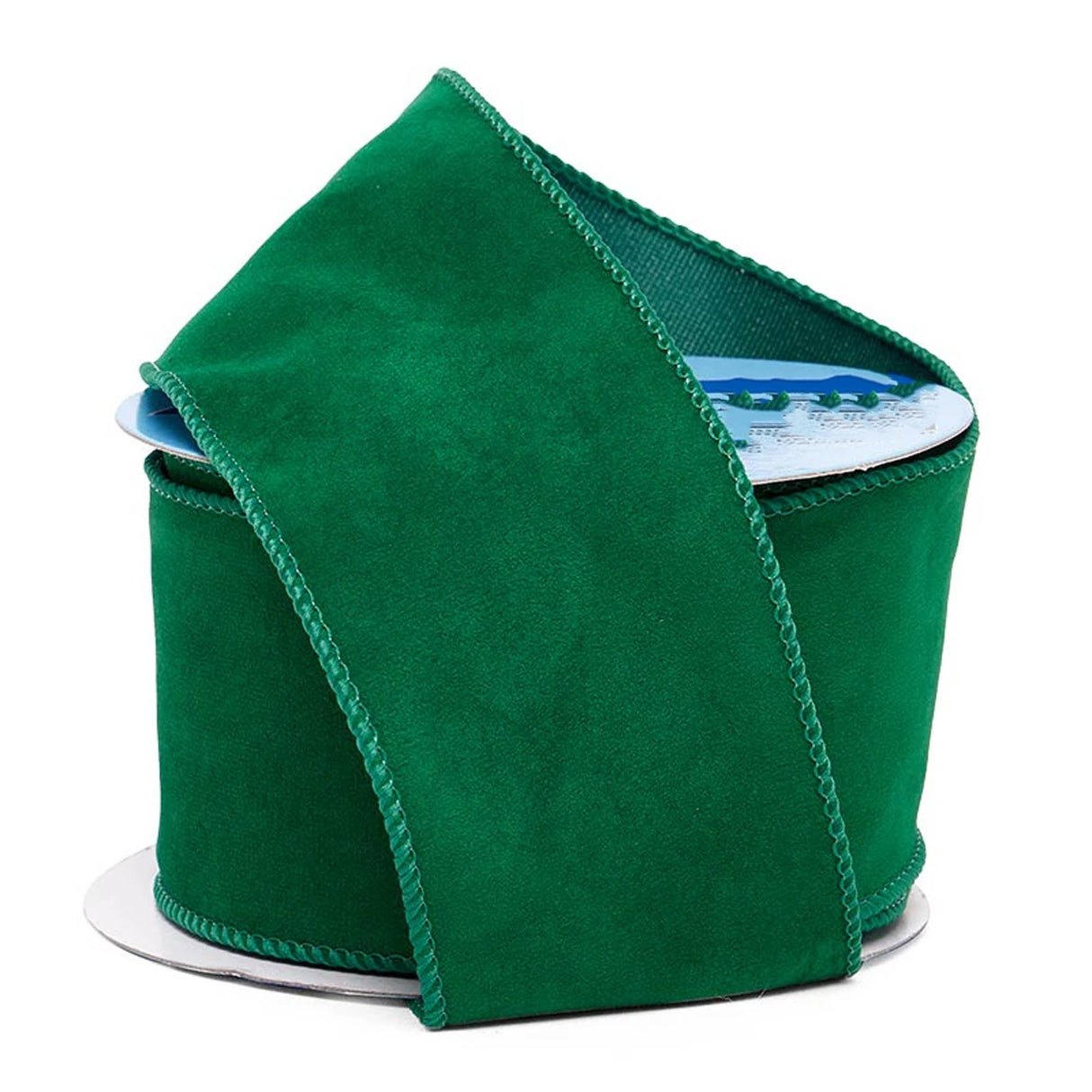 Premium Fine Velour Wired Ribbon 2 1/2 '' X 10 yd Green Color 1 / ROLL