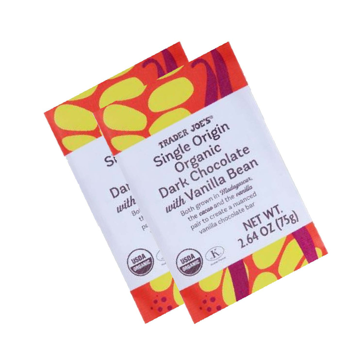 Single Origin Organic Dark Chocolate with Vanilla Bean 2.64 oz Rich & Smooth