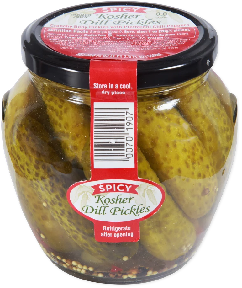 Trader Joe's Spicy Kosher Dill Pickles Tangy & Fiery Crunch fl 18.6 oz