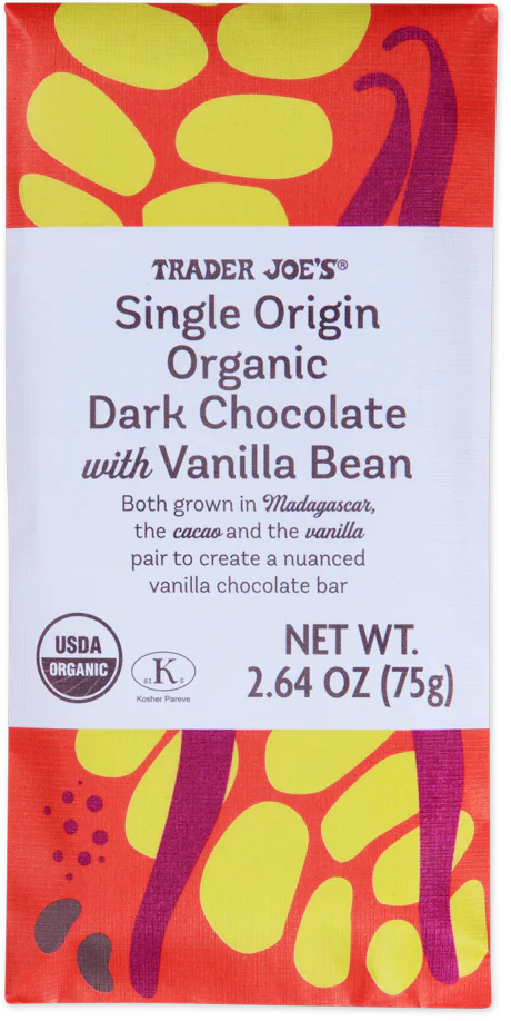 Single Origin Organic Dark Chocolate with Vanilla Bean 2.64 oz Rich & Smooth