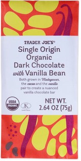 Single Origin Organic Dark Chocolate with Vanilla Bean 2.64 oz Rich & Smooth