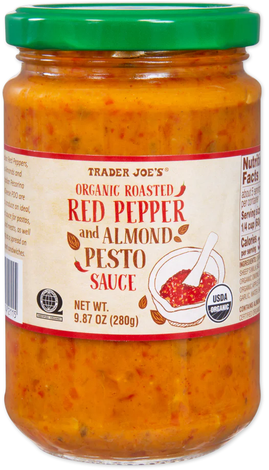 Organic Roasted Red Pepper & Almond Pesto – Rich & Savory Spread, 9.87 oz