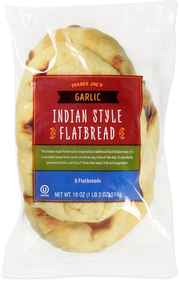 Trader Joe's Garlic Indian Style Flatbread Soft & Flavorful 18 Oz