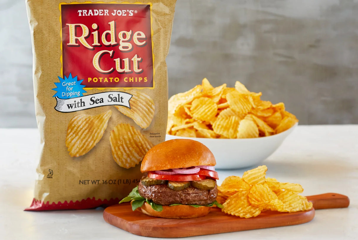 Trader Joes Ridge Cut Potato Chips with Sea Salt/16 Oz