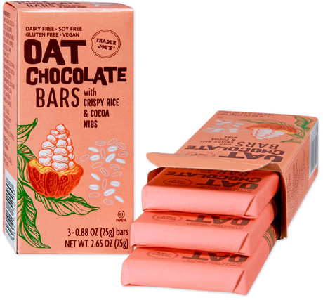Trader Joes Oat Chocolate Bars With Crispy Rice & Cocoa Nibs/2.65 Oz
