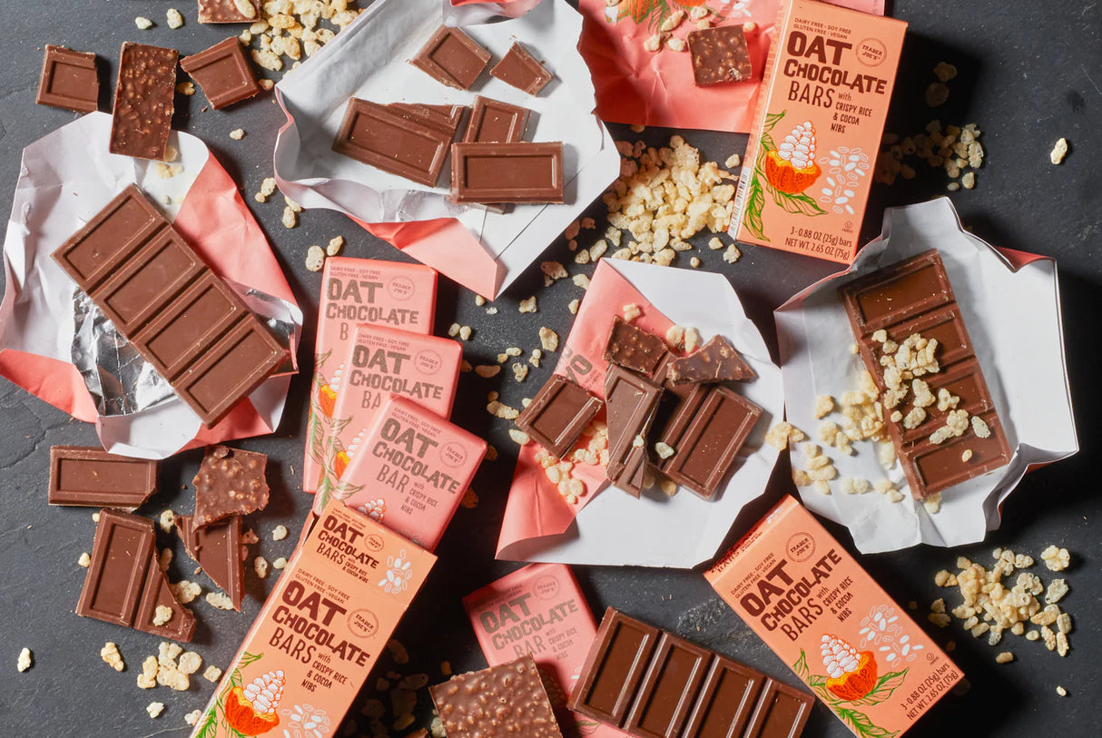 Trader Joes Oat Chocolate Bars With Crispy Rice & Cocoa Nibs/2.65 Oz