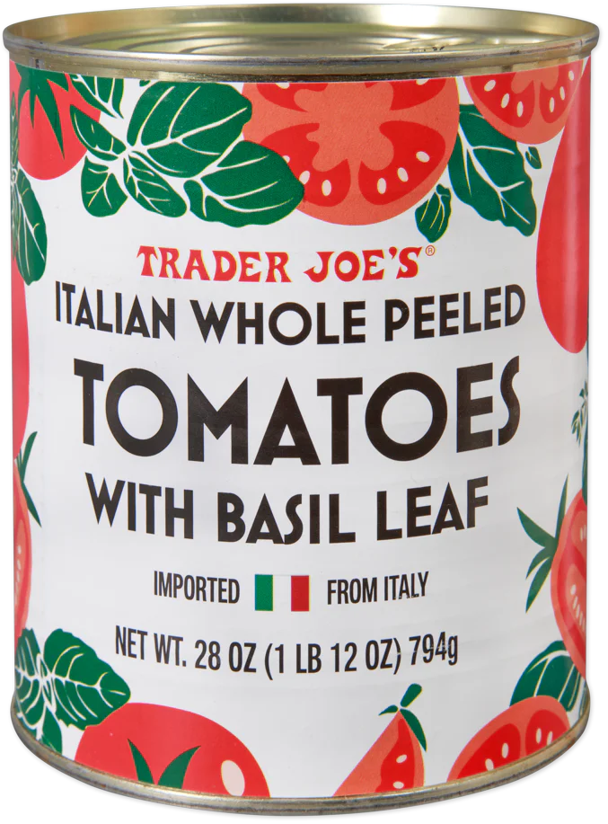 Italian Whole Peeled Tomatoes with Basil Leaf /28 Oz
